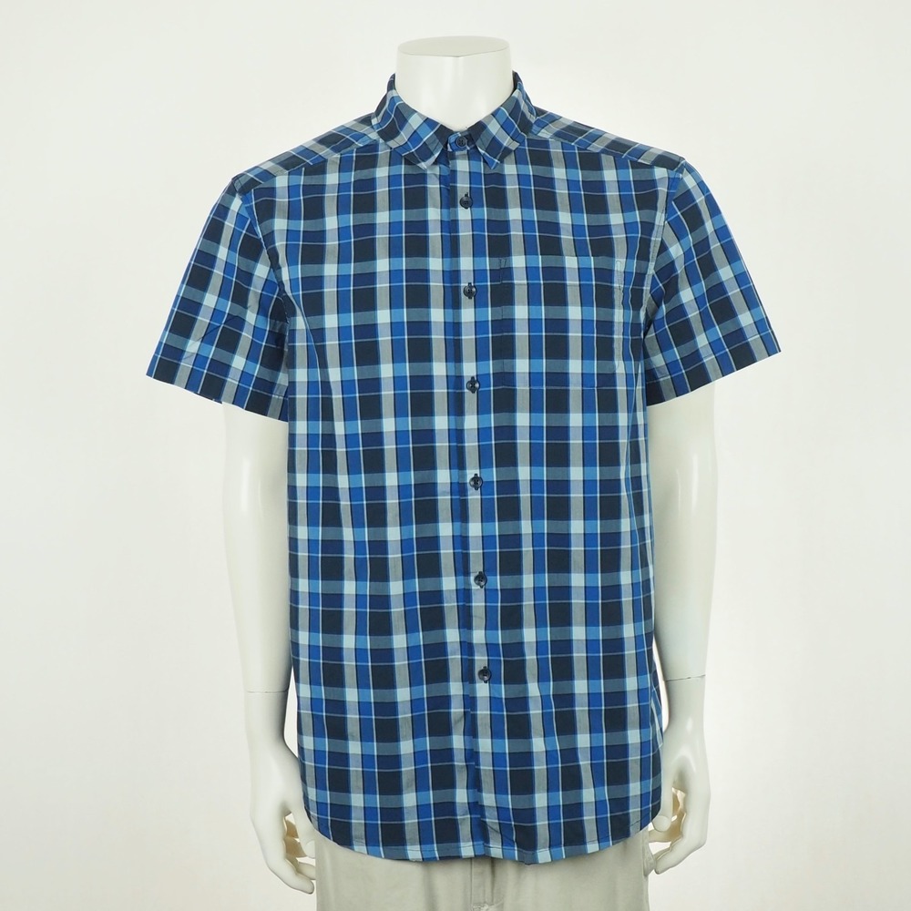 Arc'teryx Brohm Button Down Shirt Mens Large Blue Plaid Cotton Blend Hiking Tech - Picture 1 of 5